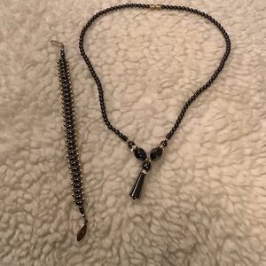 Sophisticated Black and Gold Necklace Set